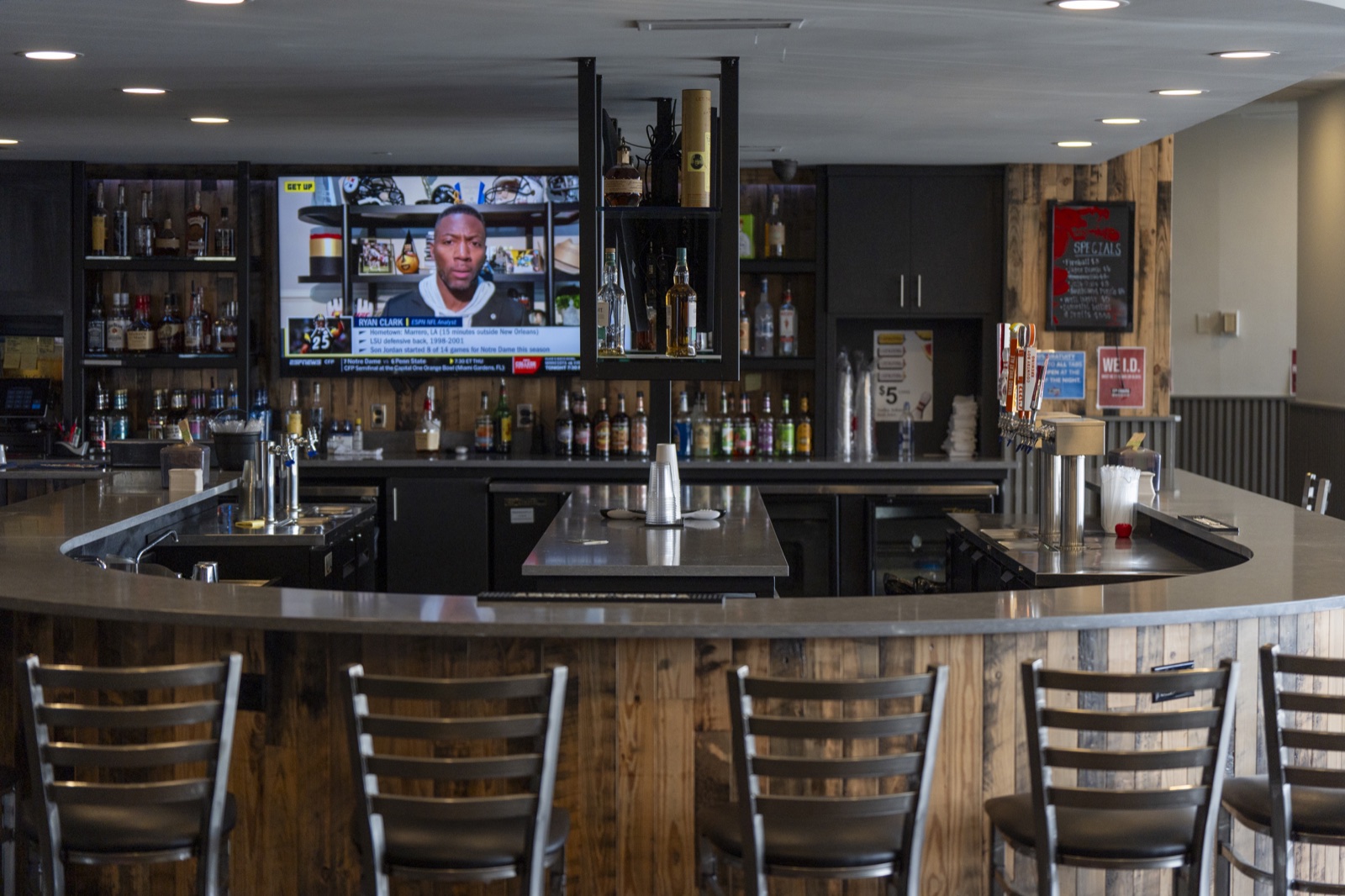 The warm, comfortable 11th Frame Lounge at Southland